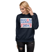 Load image into Gallery viewer, BIDEN HARRIS 2024 Illegals First Women's Sweatshirt