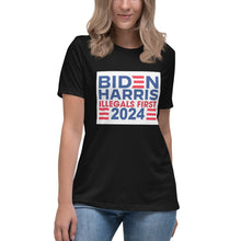 Load image into Gallery viewer, BIDEN HARRIS 2024 Illegals First Women's Relaxed T-Shirt