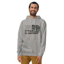 Load image into Gallery viewer, "Unmasked Unmuzzled Unvaccinated Unafraid" Hoodie