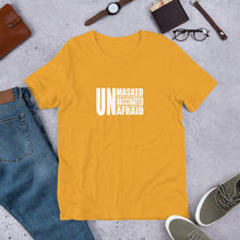 Load image into Gallery viewer, "Unmasked Unvaccinated Unafraid" Men's T-Shirt