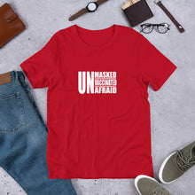 Load image into Gallery viewer, "Unmasked Unvaccinated Unafraid" Men's T-Shirt
