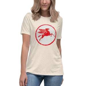 "Mobile Pegasus oil Sign" short sleeve Women's Fashion Fit T-Shirt