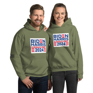 BIDEN HARRIS 2024 Illegals First Men's Hoodie