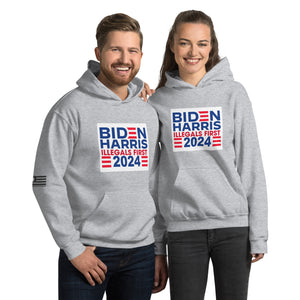 BIDEN HARRIS 2024 Illegals First Men's Hoodie