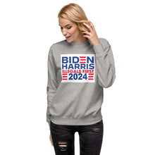 Load image into Gallery viewer, BIDEN HARRIS 2024 Illegals First Women&#39;s Sweatshirt
