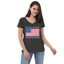 Load image into Gallery viewer, This Is My Pride Flag Women’s recycled V-neck T-shirt
