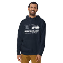 Load image into Gallery viewer, &quot;Unmasked Unmuzzled Unvaccinated Unafraid&quot; Hoodie
