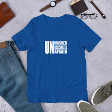 Load image into Gallery viewer, &quot;Unmasked Unvaccinated Unafraid&quot; Men&#39;s T-Shirt
