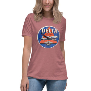 Delta Airlines Distressed Short Sleeve Women's Fashion Fit T-Shirt