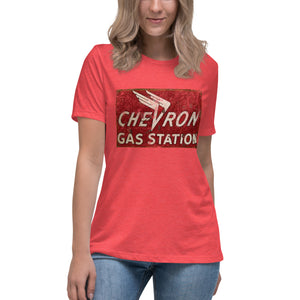 "Chevron Gasoline Station" Short Sleeve Women's Fashion Fit T-Shirt