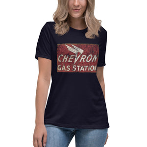 "Chevron Gasoline Station" Short Sleeve Women's Fashion Fit T-Shirt