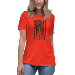 SAVAGE USA Flag Short Sleeve Women's Fashion Fit T-Shirt